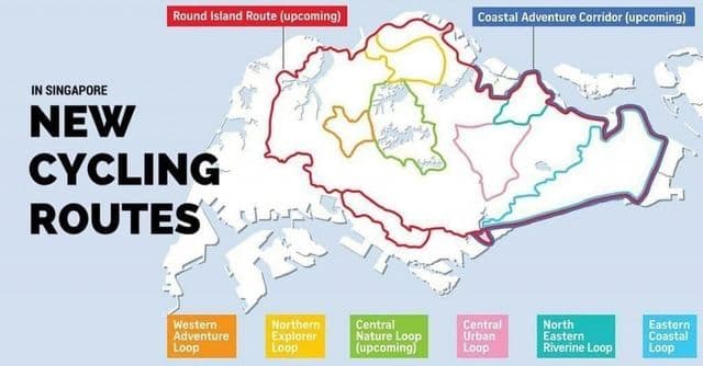 Mappa delle piste ciclabili di Singapore