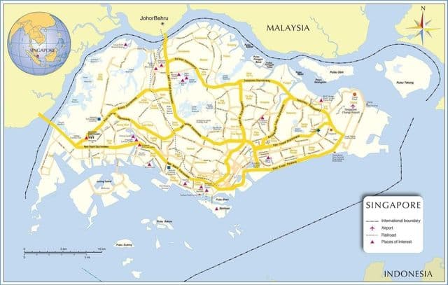 Singapore sulla mappa di Singapore