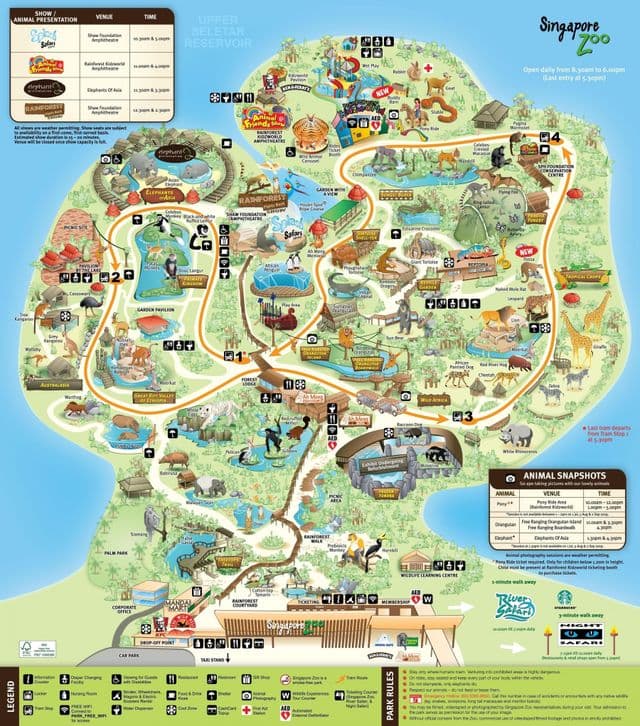 Mappa del parco zoologico di Singapore