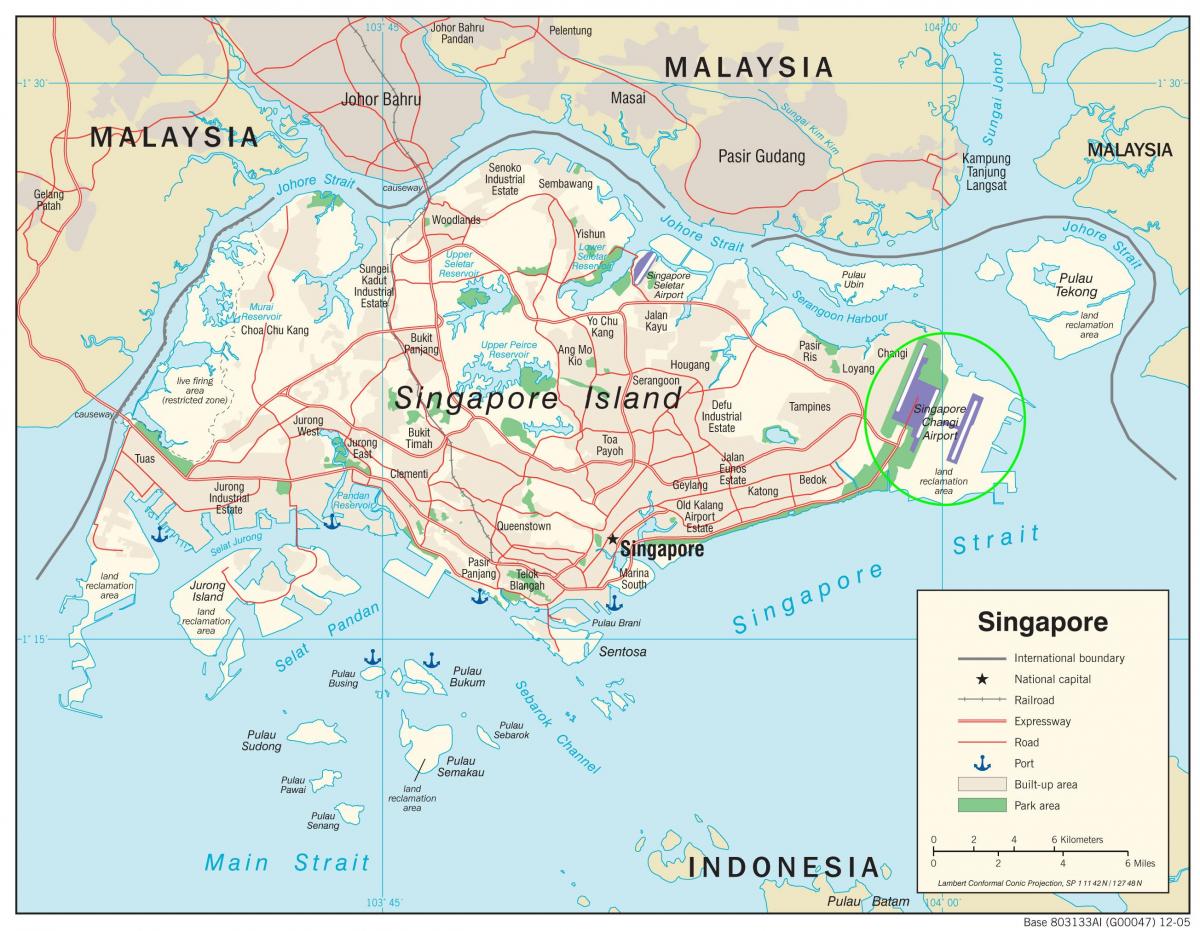 Mappa degli aeroporti di Singapore
