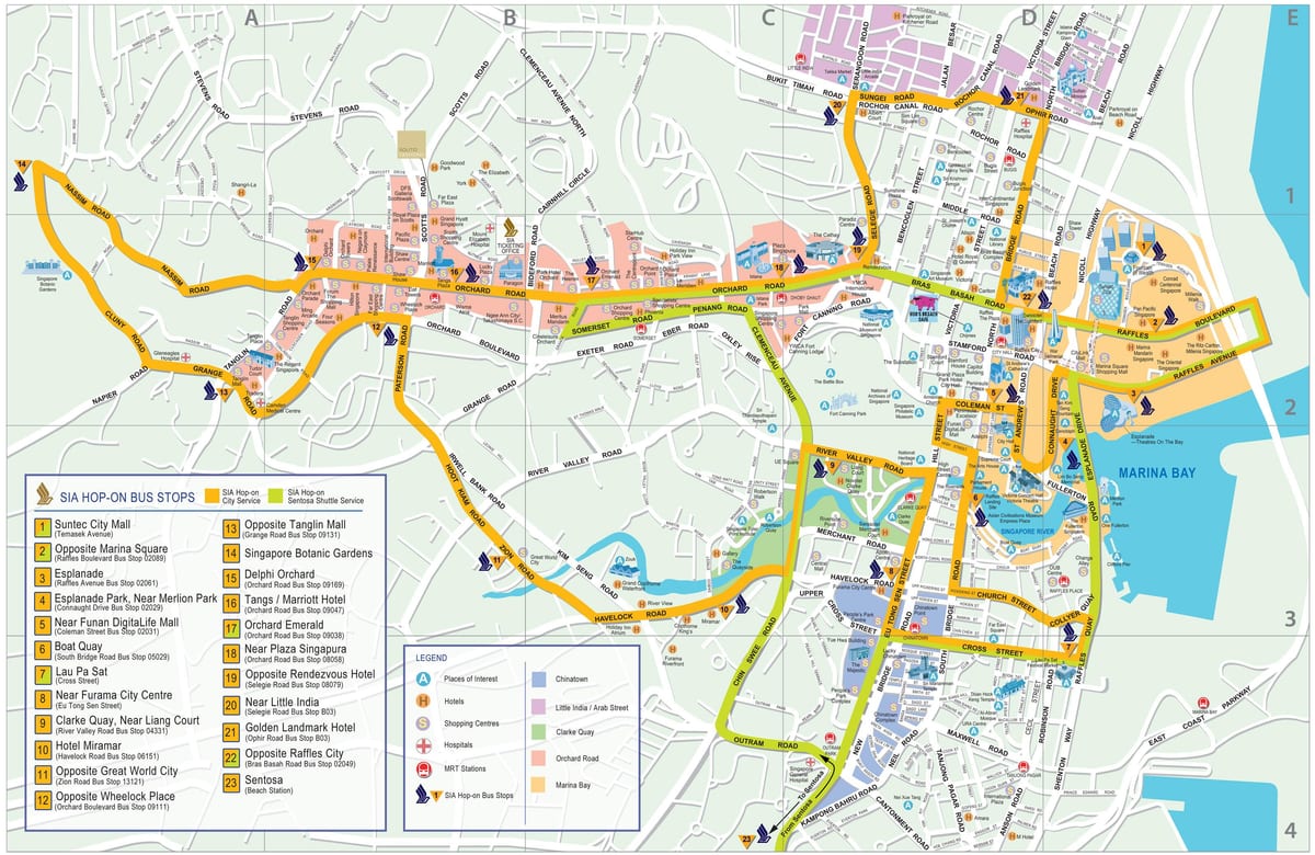 Mappa del centro di Singapore