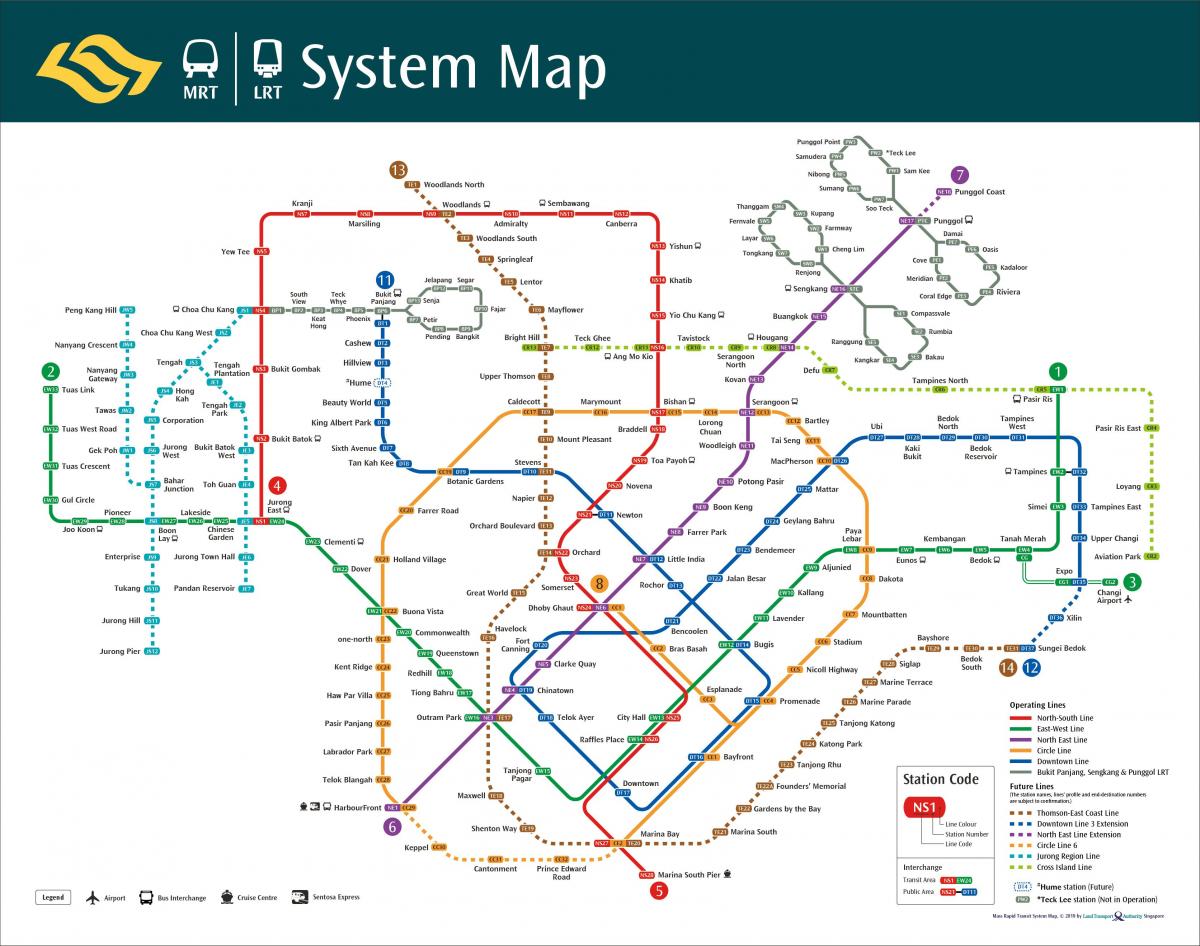 Mappa della stazione della metropolitana di Singapore