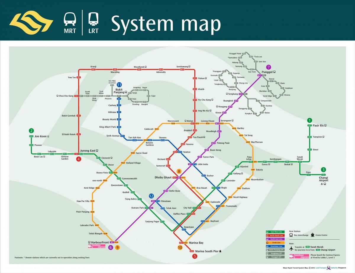 Mappa delle stazioni della metropolitana di Singapore