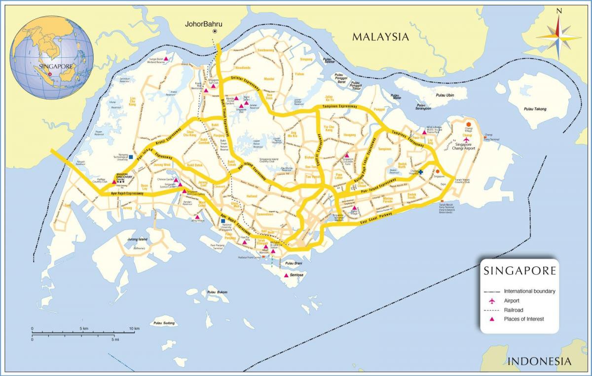 Singapore sulla mappa di Singapore