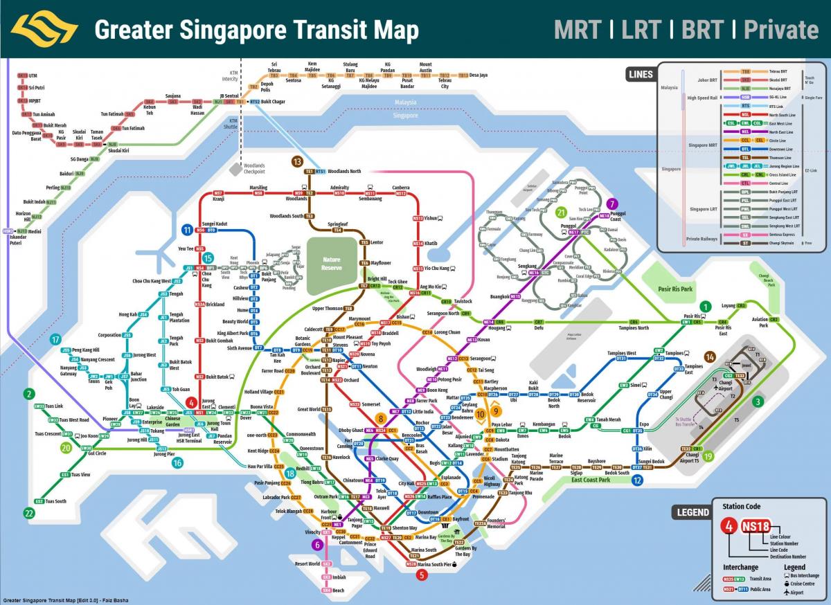 Mappa dei trasporti di Singapore
